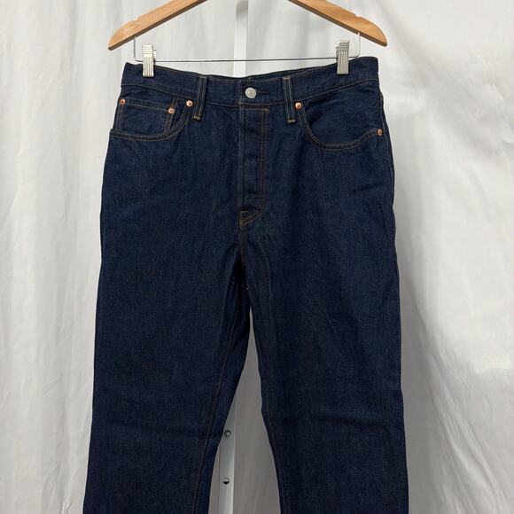 Levis Premium Jeans Womens 31 x 30 Blue 501 '90s Selvedge Dark Wash Button Fly - Picture 10 of 15